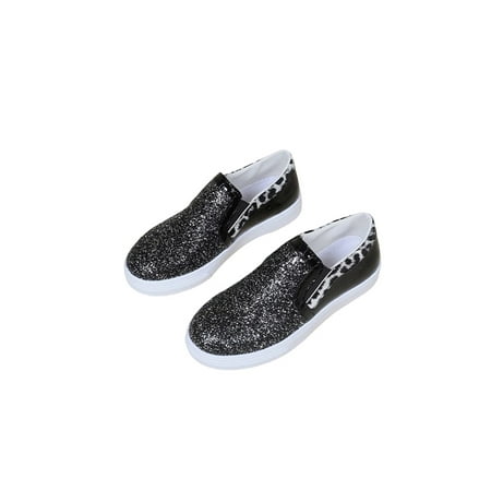 

Ritualay Womens Casual Shoes Slip On Flats Thick Sole Loafers Lightweight Fashion Boat Shoe Work Outdoor Glitter Moccasins Black 9
