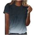 thumbnail image 2 of Tops For Women Oversized Tshirts For Women Summer Ladies' Casual Gradient Printed T-Shirt Short-Sleeved Round-Neck Top Black L, 2 of 4