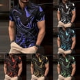 thumbnail image 3 of FUZHIQ Men's Polo Shirts Short Sleeve Gradient Print Rhinestone Detail Casual Golf Polo Breathable Quick Dry Party Daily Wear Fashion Collared Shirt,XXXL, 3 of 5