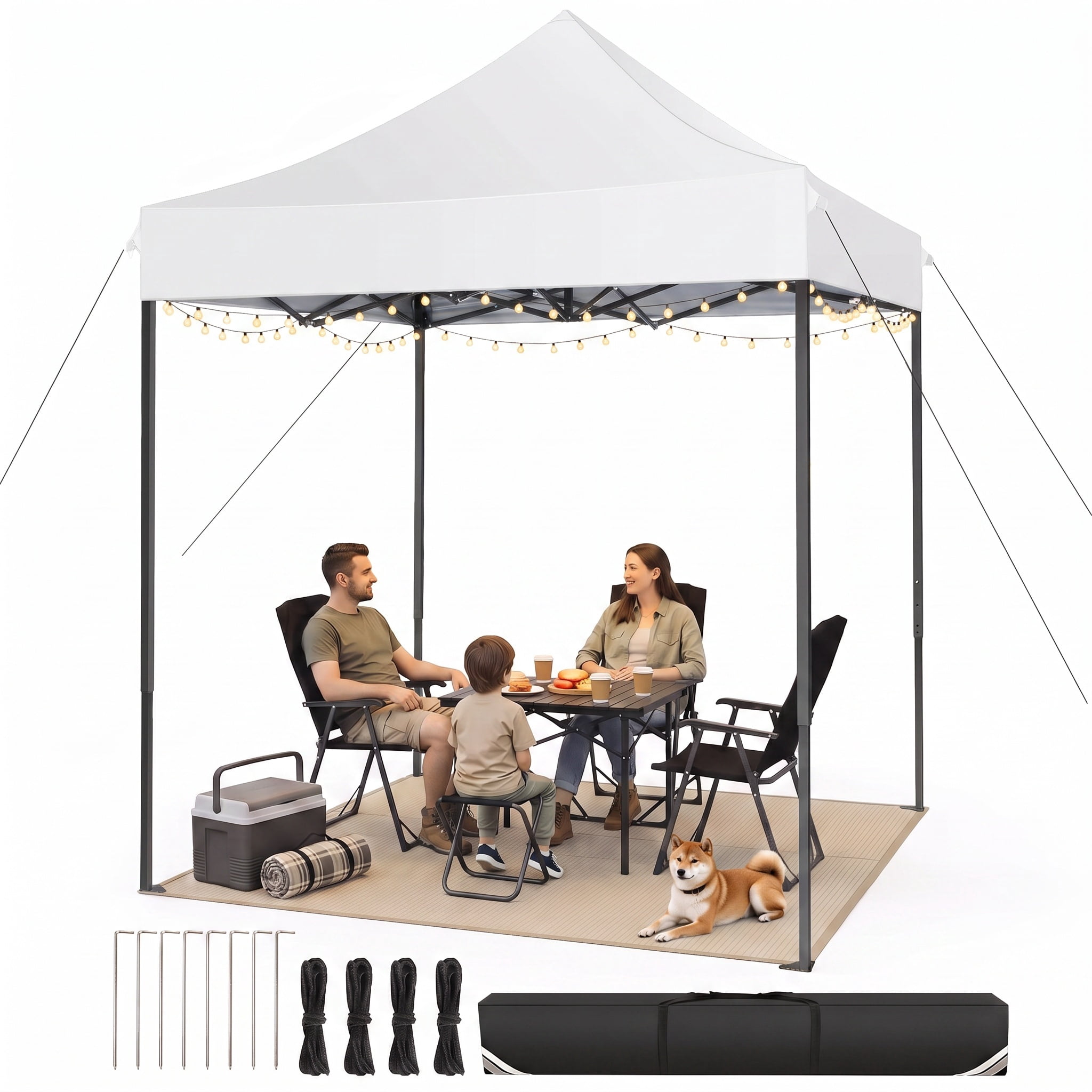 6'X6' Blue Pop Up Canopy Tent, Sun Shelter with Backpack, Quick