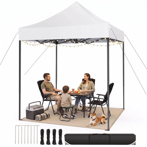 SANOPY 6x6 Ft Heavy Duty Canopy Tent,Pop up Commercial Tent, Outdoor Party Camping Tent,with Carry Bag,White