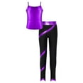 thumbnail image 2 of Raenseen Kids Girls Hip Hop Dance Outfit Girls Sparkly Camisole Tank with Shiny Rhinestones Pants Purple 6, 2 of 9