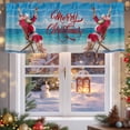 thumbnail image 5 of Santa Claus Valances for Windows, 54 x 18in, Christmas Beach Ocean Rod Pocket Kitchen Valance Curtain Light Filtering Window Treatments for Living Room Bedroom, 1 Panel, 5 of 7