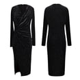 thumbnail image 4 of Women Ruched Bodycon Elegant Bodycon Dress Long Sleeve Wrap Side Asymmetrical Party Dress Cocktail Party Dress, 4 of 9