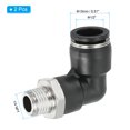 thumbnail image 2 of Uxcell 2 Pcs Male Elbow 1/2" Tube OD x 1/4" NPT Thread 90 Push to Connect Fittings, 2 of 6