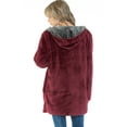 thumbnail image 4 of Safus Wearable Blanket Hoodie in Thick Fleece Jacket with Pocket - Burgundy - Large Size - for Women and Men, Warm and Cozy, 4 of 8