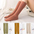 thumbnail image 2 of Calcetines hasta la rodilla de compresión fina de primavera para mujer, medias largas de tubo hasta la pantorrilla de estilo universitario de otoño acanaladas lisas de Color sólido, 2 of 5