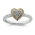thumbnail image 6 of Primal Silver Sterling Silver and 14K Stackable Diamond Heart Ring, 6 of 9
