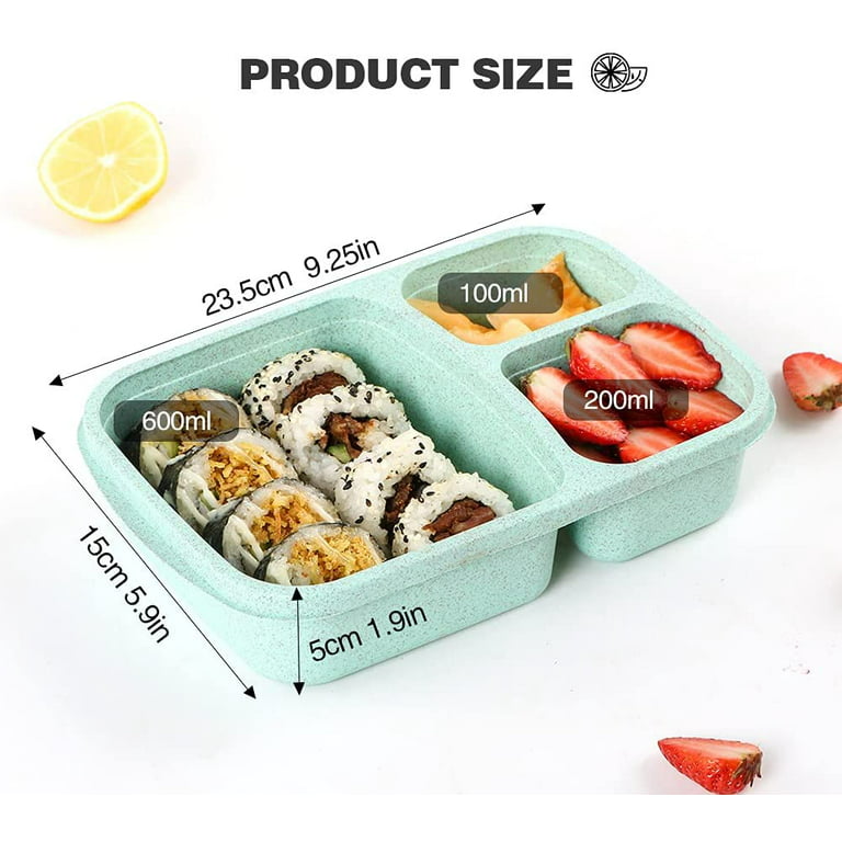 Bento Lunch Box Meal Prep Containers (4, 39 OZ) - 3 Removable Compartments,  Leakproof, BENTO BOXES FOR ADULTS & KIDS
