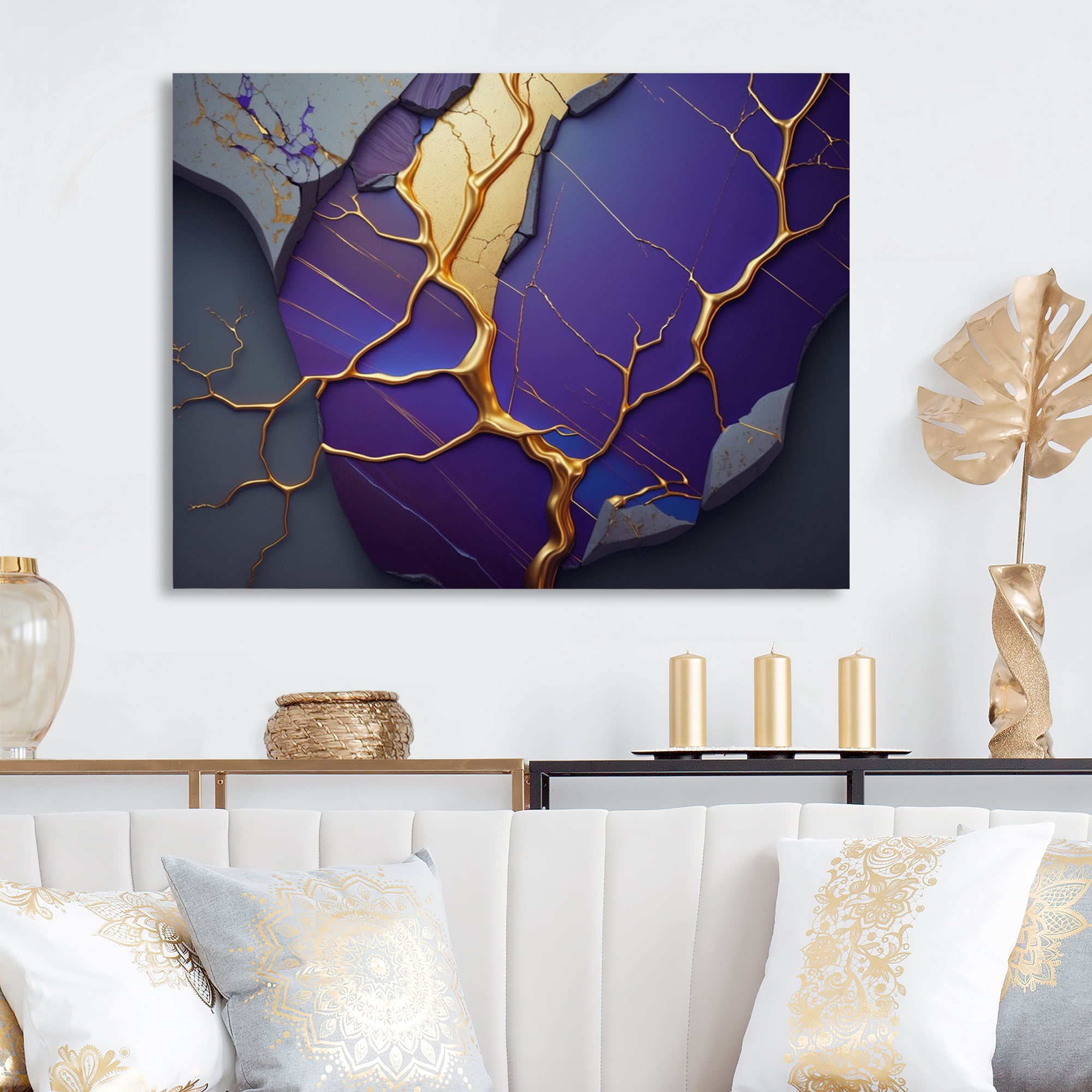 Designart Abstract Geode Purple I Canvas Wall Art
