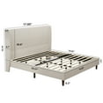 thumbnail image 3 of Ember King Size Platform Bed Frame with Chenille Upholstered Headboard, No Box Spring Needed, Beige, 3 of 7
