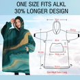 thumbnail image 4 of Oversized Wearable Blanket Hoodie,Teal Gold Marble Pattern Sherpa Blanket Hoodie with Super Pockets,Super Warm Fuzzy Pullover for Women & Men, 4 of 6