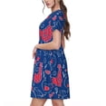 thumbnail image 2 of Naloa Chicken and Rooster Print Womens Summer A-Line Dress with Pockets,Short Sleeve Dresses,Flowy Beach Swing Dress for Vacation Travel, 2 of 6