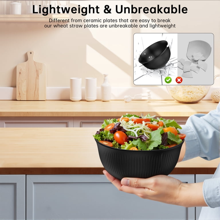 GPED 26oz Wheat Straw Bowls, Set of 8, Black photo 7