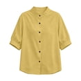thumbnail image 5 of Womens Button Down Shirts Oxford Short Sleeve Cotton Dress Shirts Collared Button Up Casual Blouses Tops Linen Button Down Shirts Summer Cotton Linen Casual Tops with Pocket, 5 of 9