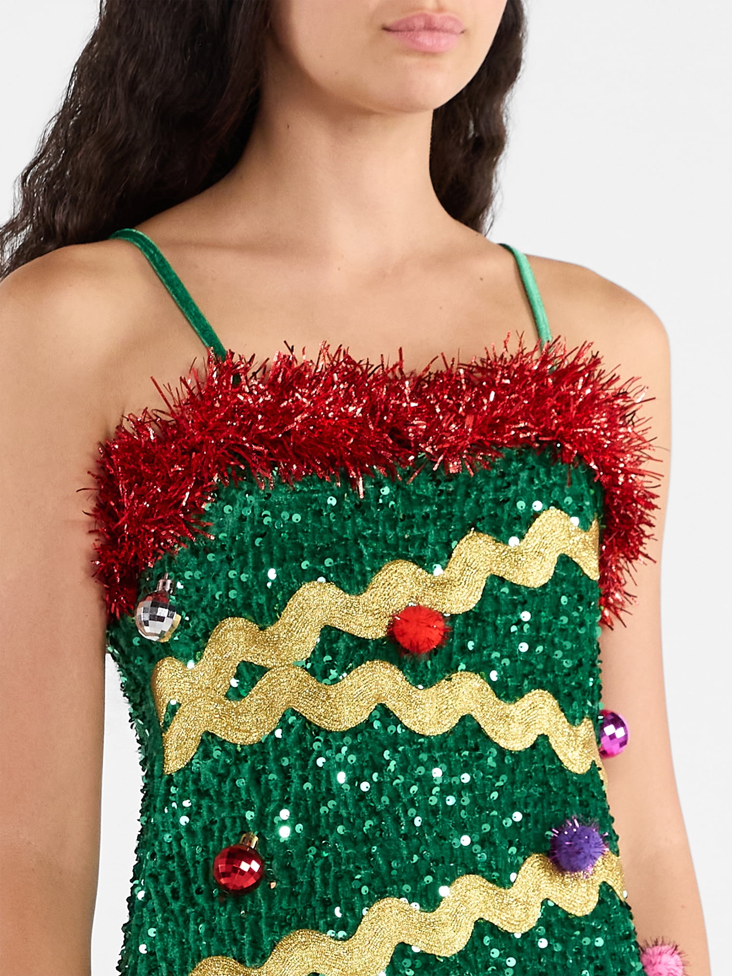 white christmas dresses Sequin Christmas Tree Dress main image 0