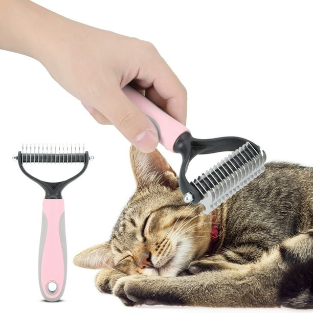 Cortador de nudos para pelo de perro y gato, rastrillo, peine, cepillo, herramienta de aseo, rosa, talla S
