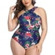 thumbnail image 5 of Trajes de baño con control de barriga para mujer Trajes de baño de una pieza negros Traje de baño con abertura cruzada en el frente Negro Xemadio HMHZ263-5, 5 of 6