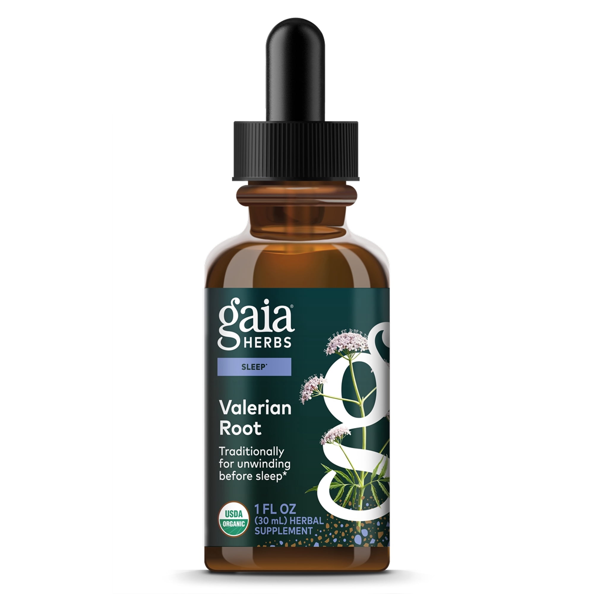Gaia Herbs Valerian Root - Traditional Stress & Sleep Support - Organic Liquid Vegan Health Supplement for Calming Support *- Valerian Extract - Dairy, Soy & Gluten Free - 1 Fl Oz (23 Servings)