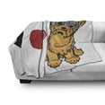 thumbnail image 3 of Yorkie Soft Flannel Fleece Throw Blanket, I Love Yorkshire Terrier Dog Smiling Animal Tilted Head Love Print, Cozy Plush for Indoor and Outdoor Use, 60" x 80", Marigold Pale Grey, by Ambesonne, 3 of 6