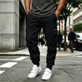 thumbnail image 2 of MXALUOB Men's Cargo Joggers Elastic Waist Drawstring Utility Winter Pants Solid Color Cinch Bottom Casual Trousers with Multi Pockets, 2 of 6