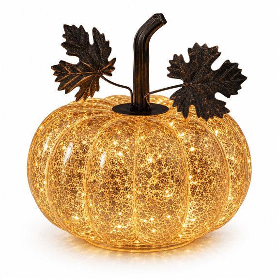 Pumpkin Lights Decoration, Includes Timer, Mercury Glass, Halloween, Fall, Thanksgiving