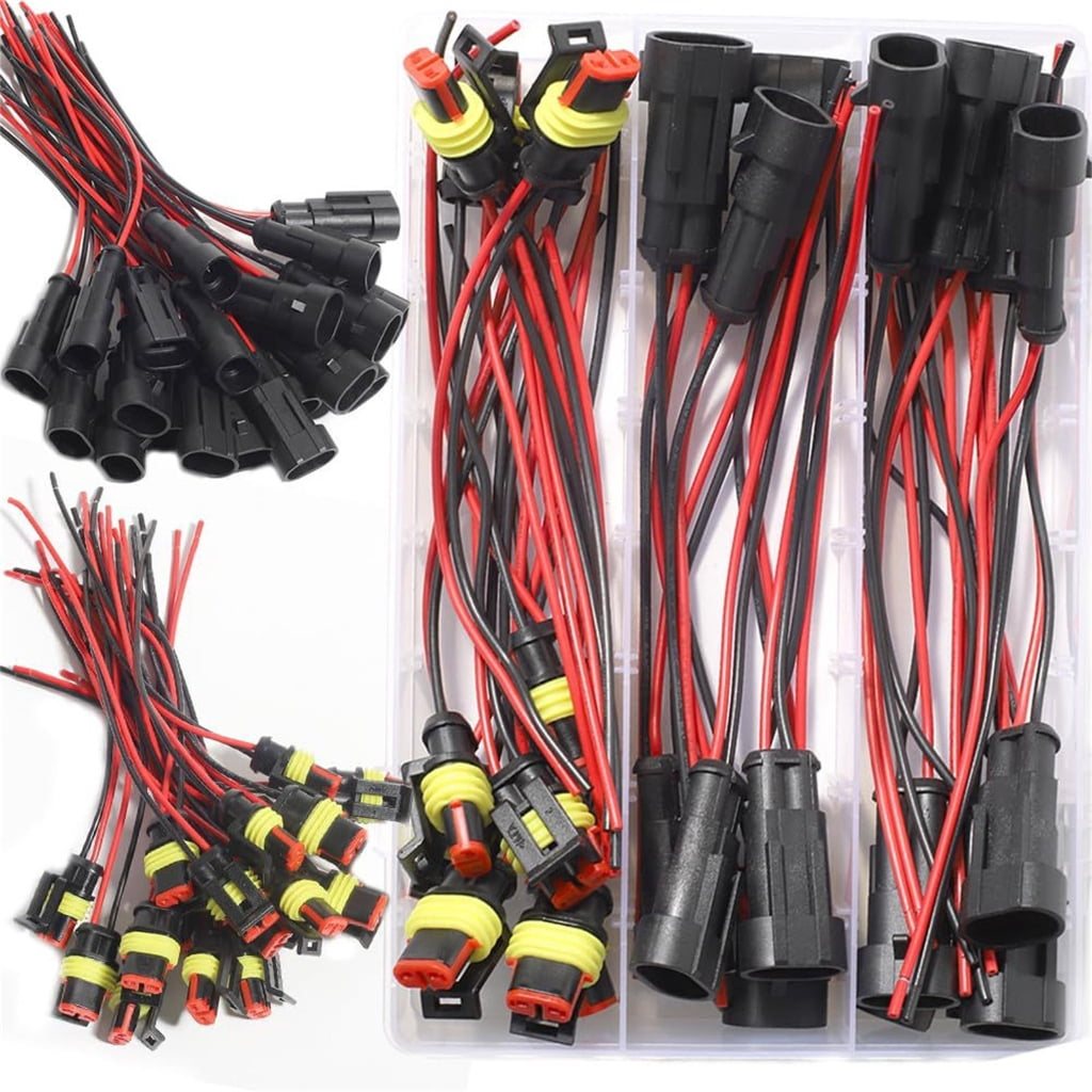 40pcs Waterproof 2Pin Auto Wire Harness Fast Connectors for Vehicle Circuitry