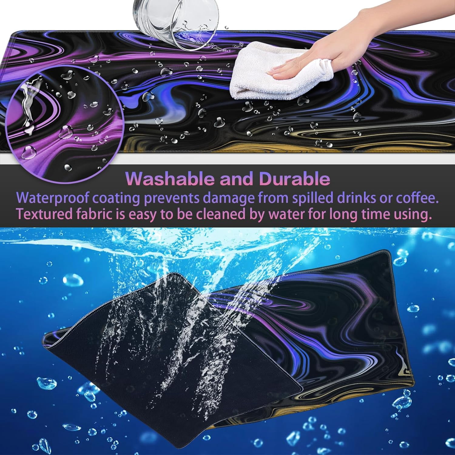 Gaming Mouse Pad, Fluid Pattern Mouse Pad 31.5x15.7inch Large Extended Computer Mouse Mat Keyboard Full Desk Mousepad for Gaming, Office, Home