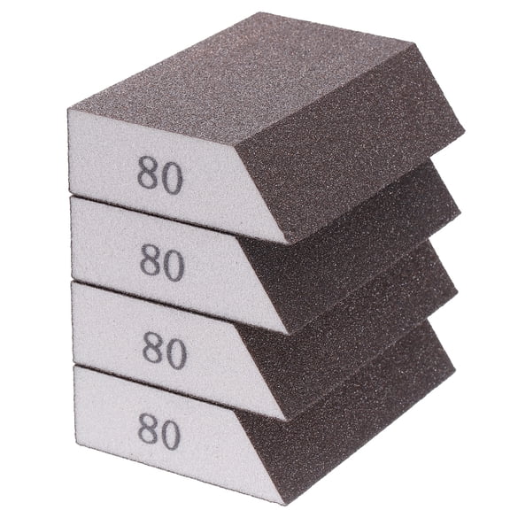 Uxcell 4pcs Sanding Sponge Blocks 80# (180-220 Grit) Sanding Sponge with Angled Edge 4"x2.8"x1", Washable and Reusable Foam Sanding Block for Polishing Kitchen Metal Wood Drywall Home