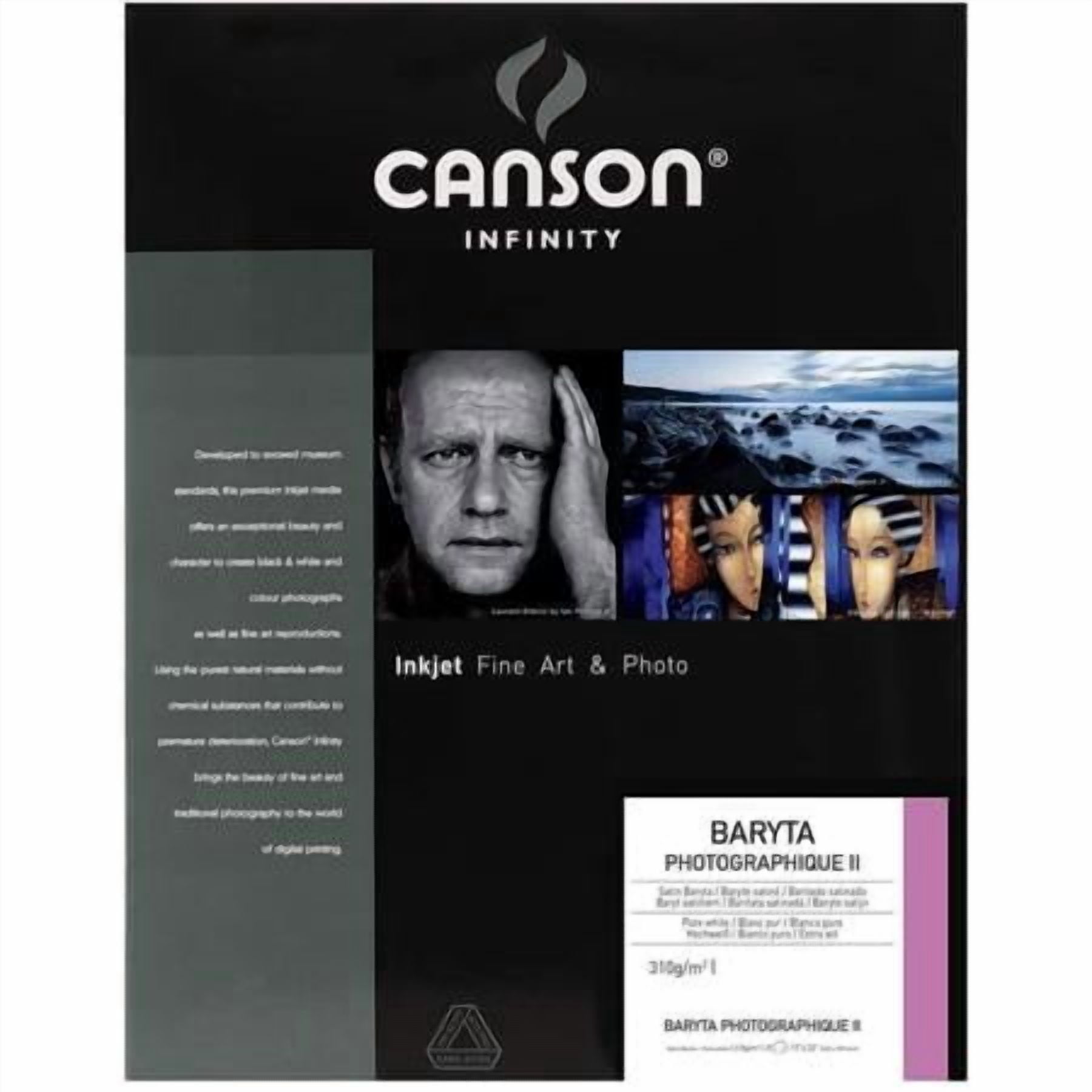 Canson Infinity Baryta Photographique, Pure White Inkjet Paper, 310 GSM, Satin, 8.5" x 11", 25 Sheets
