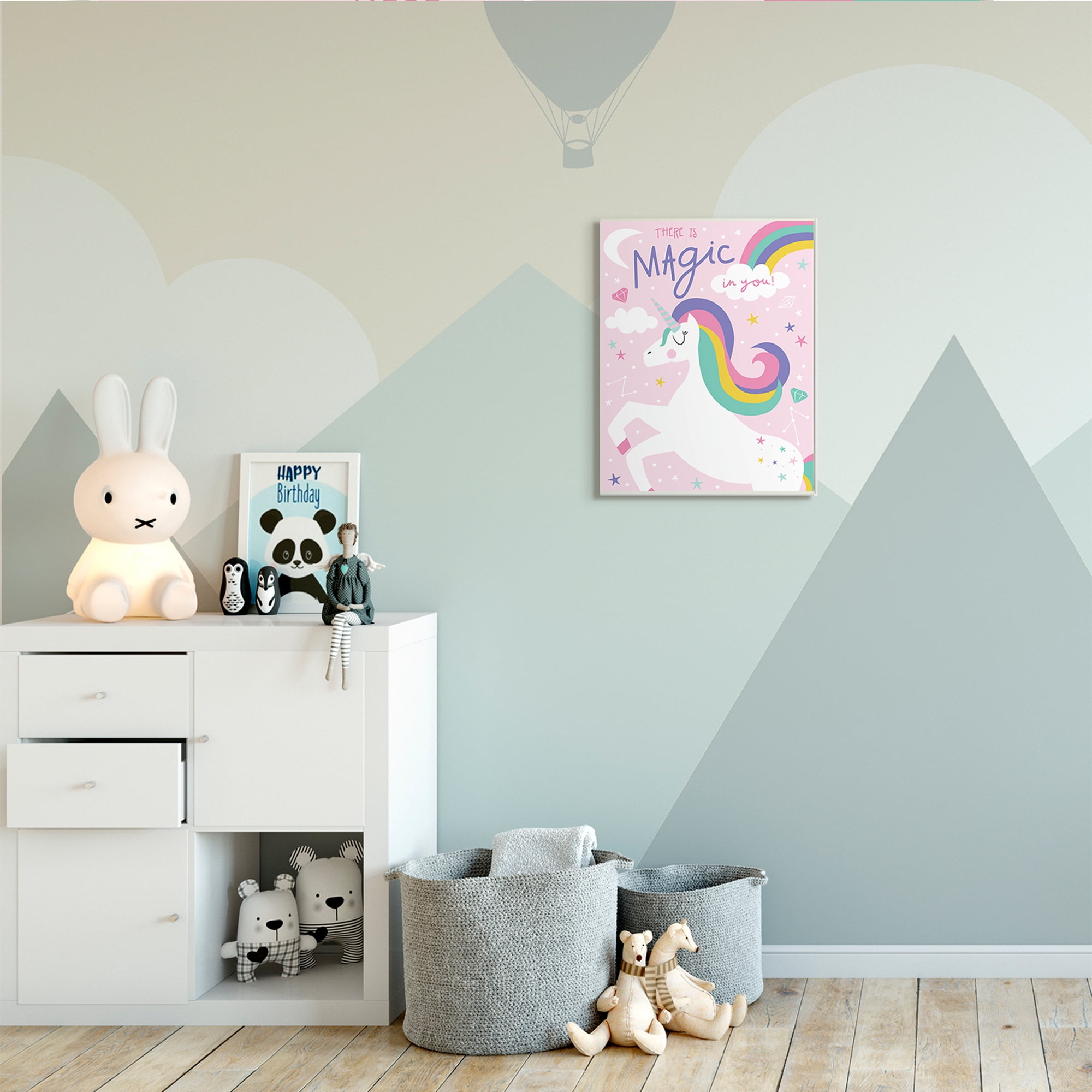 Stupell Industries There's Magic In You Phrase Pink Rainbow Unicorn,13 x 19,Designed by Angela Nickeas