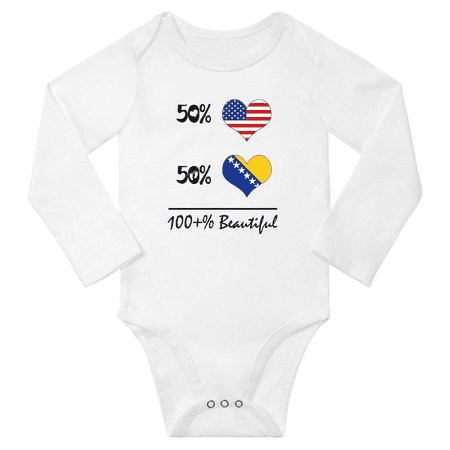 

50% Bosnian + 50% American = 100+% Beautiful Baby Long Sleeve Romper (White 12 Months)