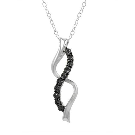 Black Diamond Infinity Pendant - Amanda Rose Black Diamond Infinity Pendant in .925 Sterling Silver