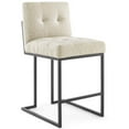 thumbnail image 2 of Modway Privy Black Stainless Steel Upholstered Fabric Counter Stool in Black Beige, 2 of 8