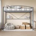 thumbnail image 4 of Eastvita Twin Size Heavy - Duty Metal Loft Bed Frame in Matte Grey Features Arched Guardrail/Safety Ladder//Space - Saving Design/No Box Spring Needed, 4 of 7