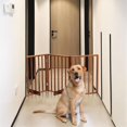 thumbnail image 3 of WJSP Freestanding Dog Gate Brown 72"W x 24"H 4 Panel Foldable Wooden Pet Barrier for Stairs Hallway Doorway, 3 of 4