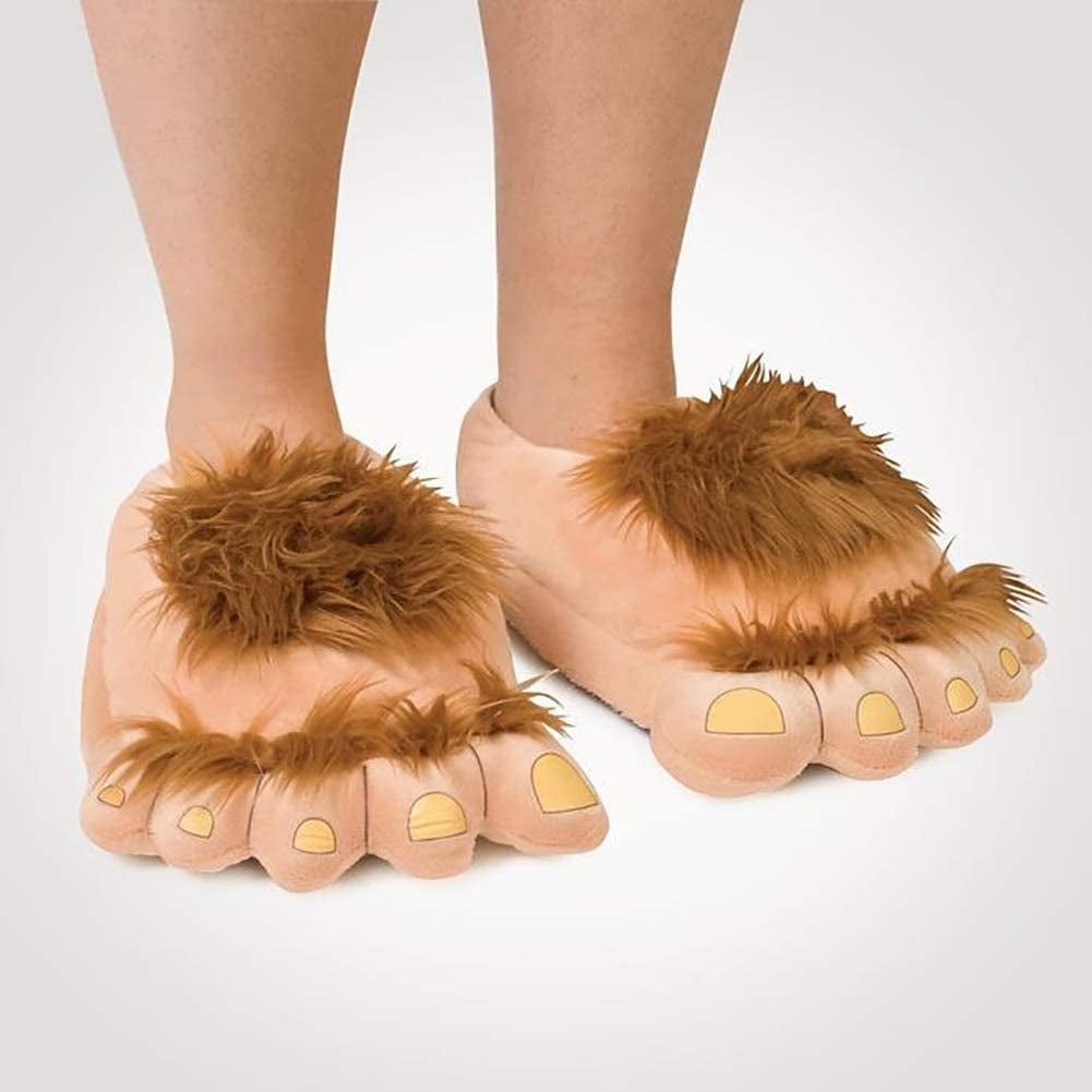 Furry Monster Adventure Slippers Comfortable Novelty Warm Winter Hobbit Feet Slippers for Adults 36 42 Blue