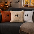 thumbnail image 2 of Halloween Pillow Covers 18x18 inch Set of 2, Black Eyes White Ghost Throw Pillow Cases Soft Plush Faux Fur Wool Couch Cushion Case for Chair Sofa Bedroom Living Room Home Decor, 2 of 8