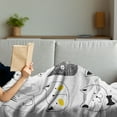 thumbnail image 3 of Cat Soft Flannel Fleece Throw Blanket, Cats Moustache Bow Tie Hat Crown Fluffy and Fish Humor Faces Graphic, Cozy Plush for Indoor and Outdoor Use, 70" x 90", Yellow Grey, by Ambesonne, 3 of 5
