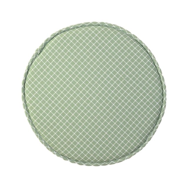 Inteprter Cojín de asiento de 12,9 pulgadas con correas antideslizante de algodón para silla, alfombrilla para taburete suave para niños, sala Decoración del hogar Rejillas verdes Diámetro 33cm