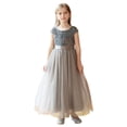 thumbnail image 2 of LYHaoo Elegant Girls Formal Dress For Recital Pageant Performance Tutu Gown With Skirt And Sash，Little Girls Dresses Sizes 7-8 Years Gray, 2 of 7
