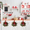 thumbnail image 5 of 6 Pack Small Christmas Hanging Wreaths,10.6 Inch Artificial Pine Mini Wreath with Red Velvet Bow Gold Bells Eucalyptus Leaves,Xmas Decorative Wreath for Cabinet Window Door Mantel Displays, 5 of 6