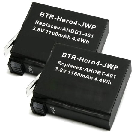 Replacement for GoPro HERO4 Black Battery (2-Pack 1160mAh)