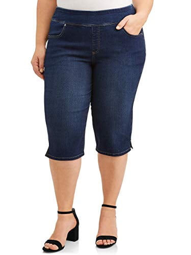 women's plus size stretch denim capris