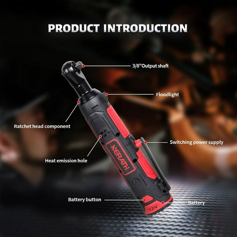XERATH Cordless Electric Wrench Ratchet Set with 3/8