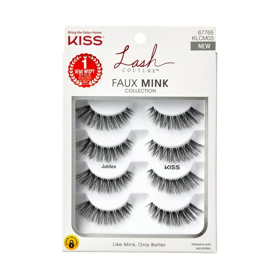 KISS Lash Couture Faux Mink False Eyelashes Multipack, ‘Jubilee’ - 4 Pairs
