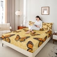 thumbnail image 4 of Feelyou Dreamy Butterfly Gold Bed Sheets for Girl, Fashion Princess King Sheets, Modern Sequin Print Sheet Set, Ultra Soft Bedroom Decor, 4pcs, 4 of 7