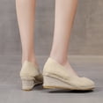 thumbnail image 4 of Dakaela Espadrilles Wedge Slip on Shoes for Women Canvas Platform Dress Shoes Business Casual Loafers, 4 of 6