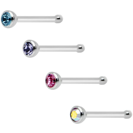 4 Pack Accents Body Candy Steel Multicolor Accent Nose Bone 4 Pack 20 Gauge 1/4