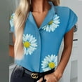 thumbnail image 3 of CEHVOM Chemise Décontractée à Manches Courtes Imprimée pour Femmes, Col à Revers, Boutonnage Simple, 3 of 5